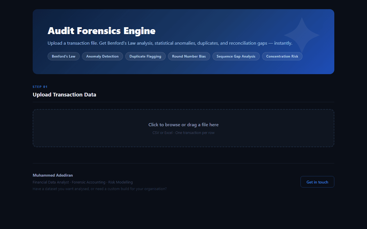 Audit Forensics Engine — live preview